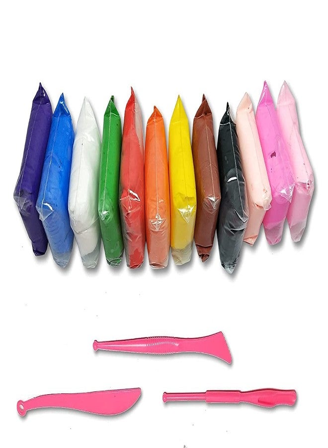 Firstly 12pc Air Dry Clay+Ice Cream Sticks+ Googly Eyes, Magic Clay Artist Studio Toy, No-Toxic Modeling Clay & Dough, Creative Art DIY Crafts, Gift for Kids - Image 5